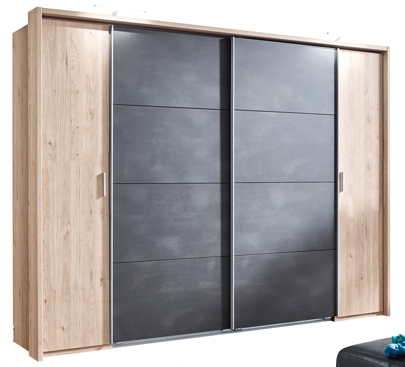 Schwebetürenschrank PHILADELPHIA 270 x 210 x 65 cm in Braun/Grau