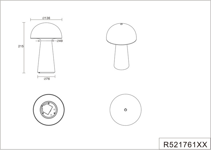 RL mobile LED Tischlampe LENNON 21,6 cm weiß