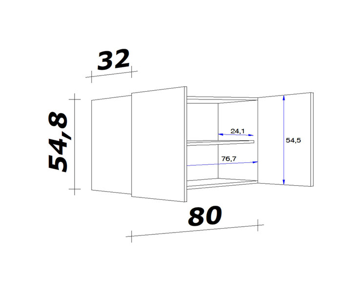 Oberschrank MEGGIE 80 x 54 x 32 cm weiß