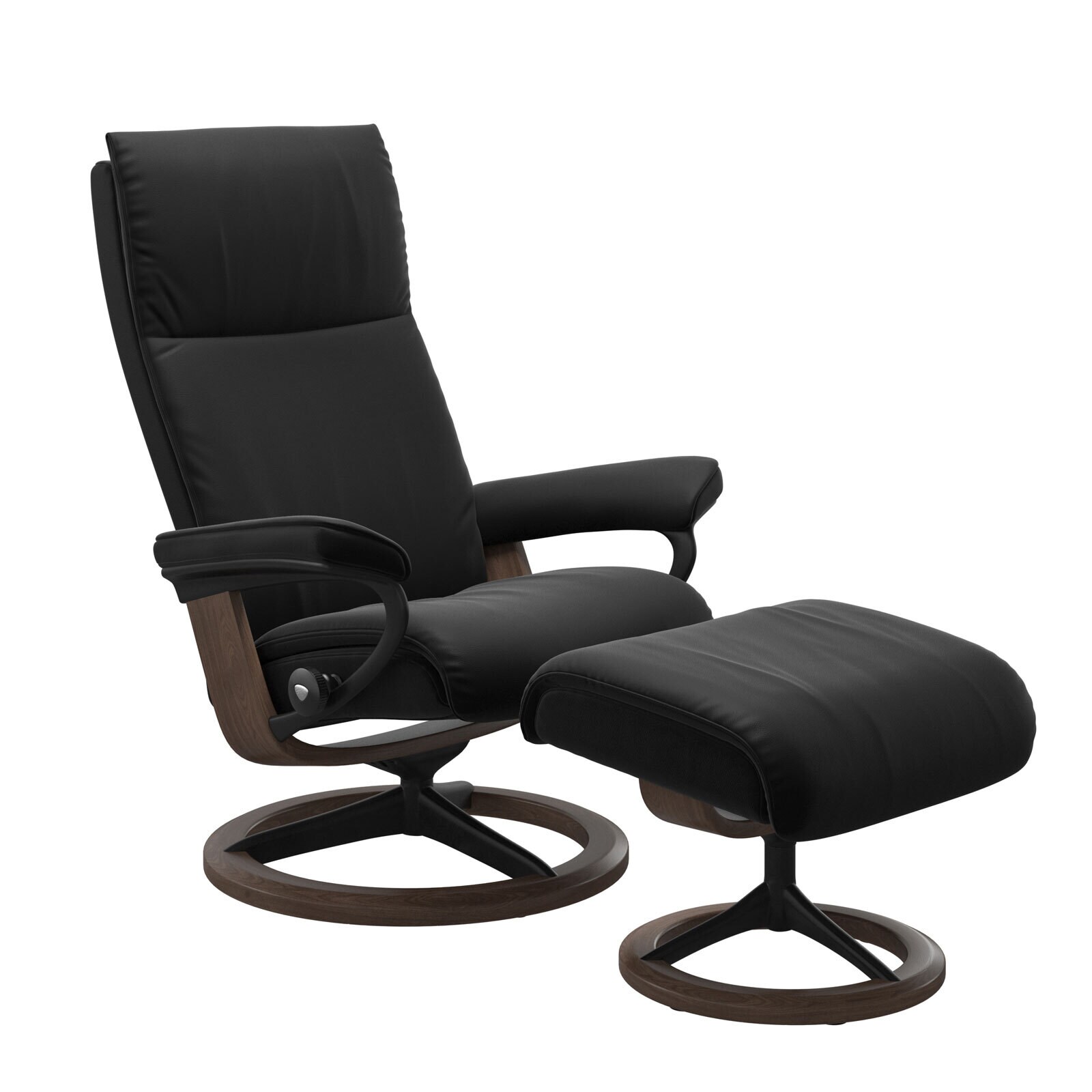 Stressless Ledersessel mit Hocker AURA M  schwarz /walnuss