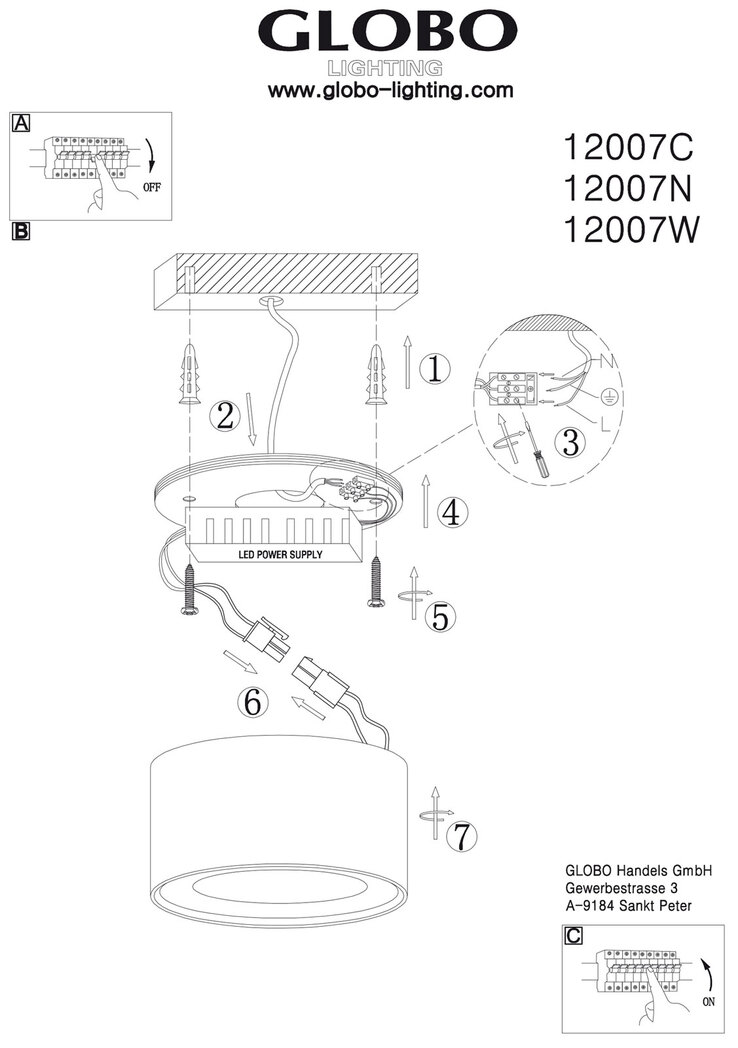 GLOBO LED Deckenlampe Ø 11 SERENA Nickelfarbig/satiniertes Glas