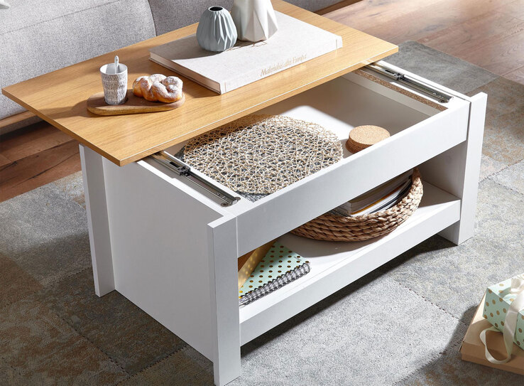Couchtisch 85 x 47 cm weiß/ braun