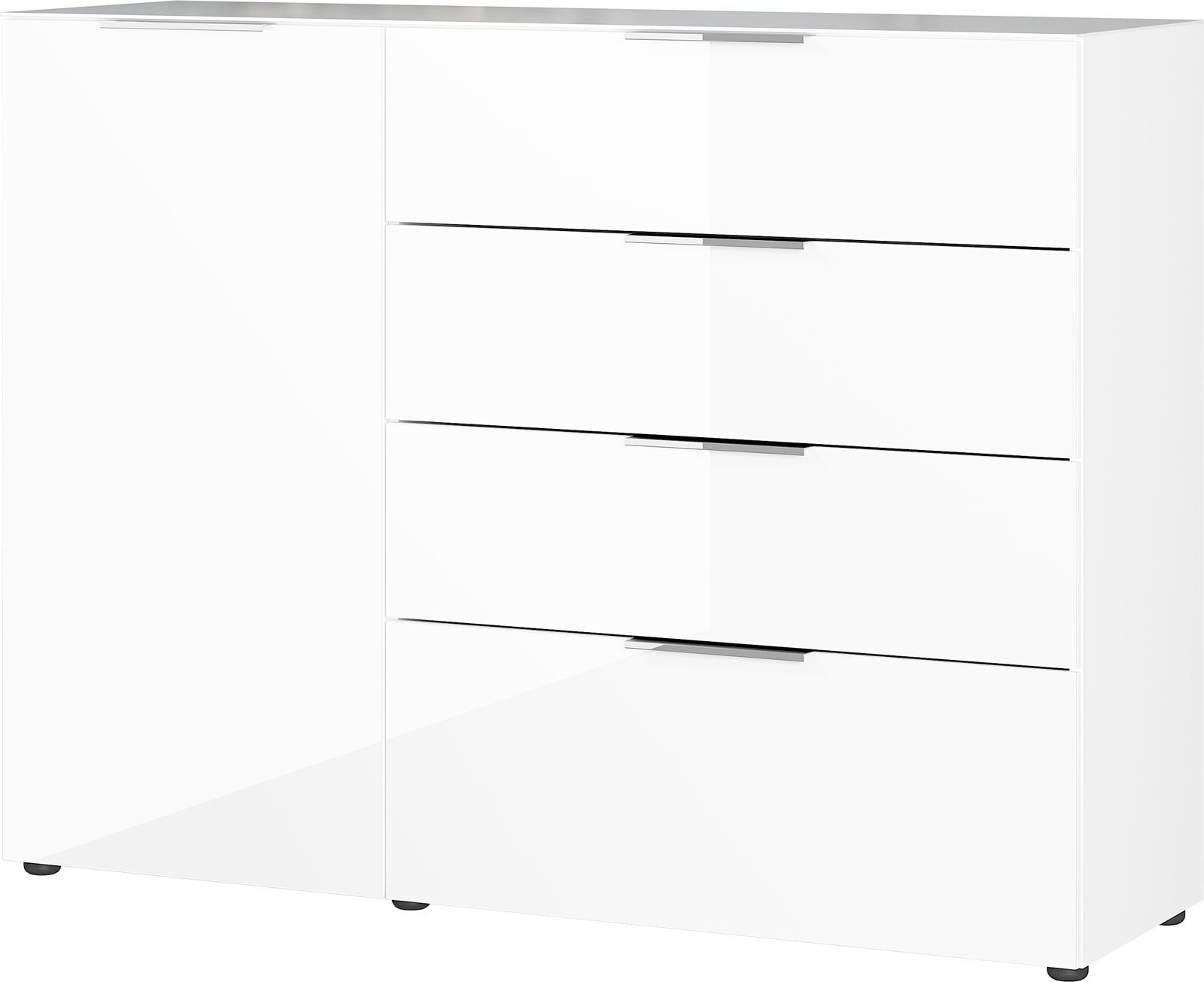 CASAVANTI Sideboard OAKLAND 134 x 102 cm Glas Weiß/Weiß