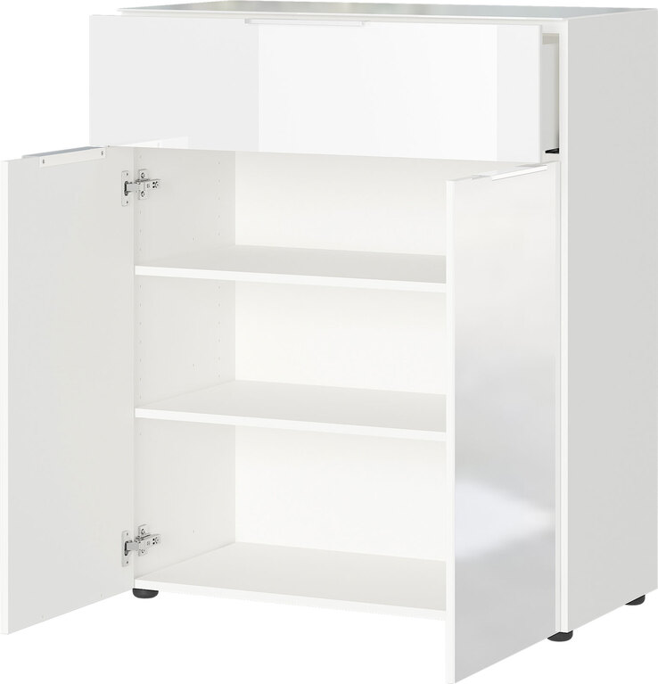 CASAVANTI Kommode OAKLAND 83 x 102 cm Glas Weiß/Weiß