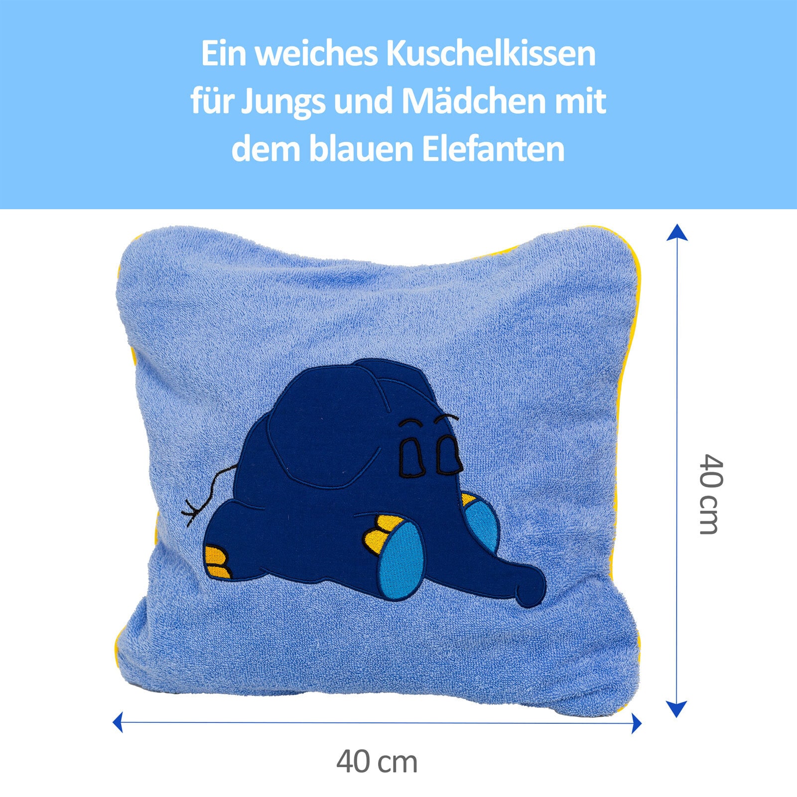 Smithy Kissenhülle ELEFANT 40 x 40 cm blau