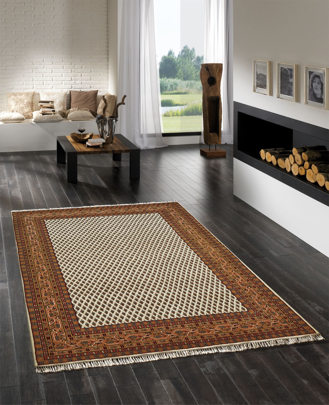 Schurwollteppich BIKANER MIR 80 x 300 cm beige