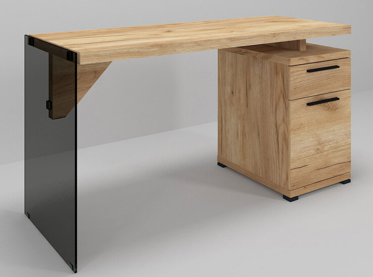 Schreibtisch 55 x 141 x 74 cm Holz braun/grau