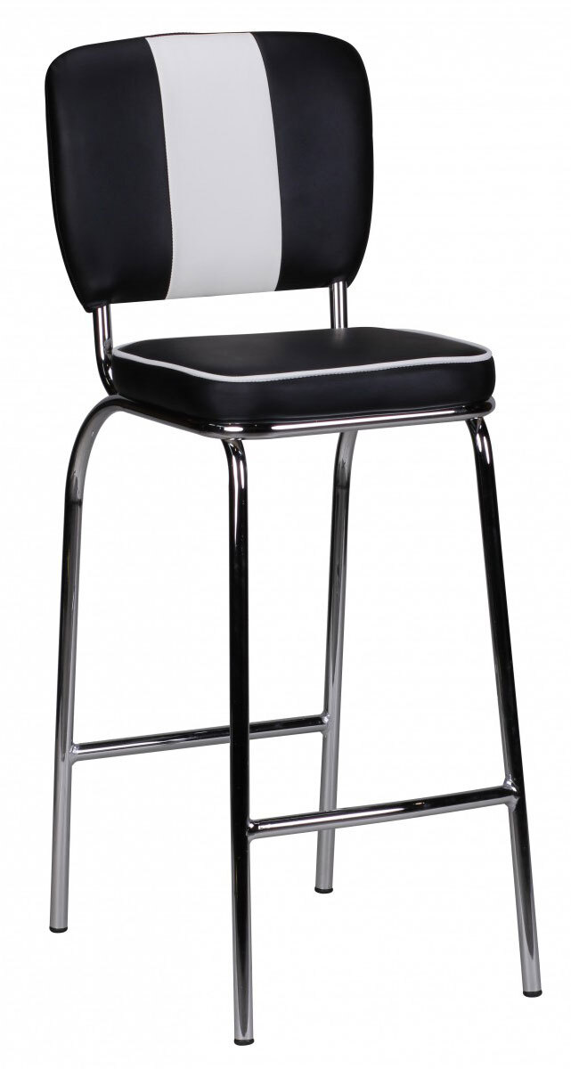 Barhocker Lederlook schwarz/weiß
