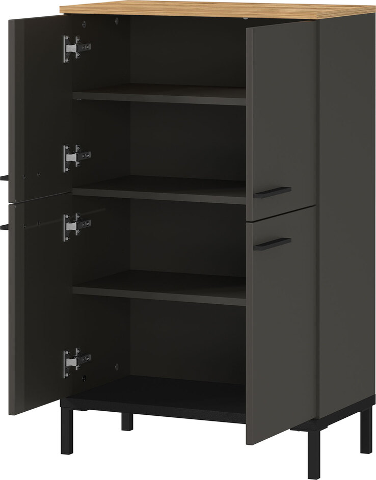 Kommode YONKERS 60 x 97 cm Graphit/ Navarra Eiche