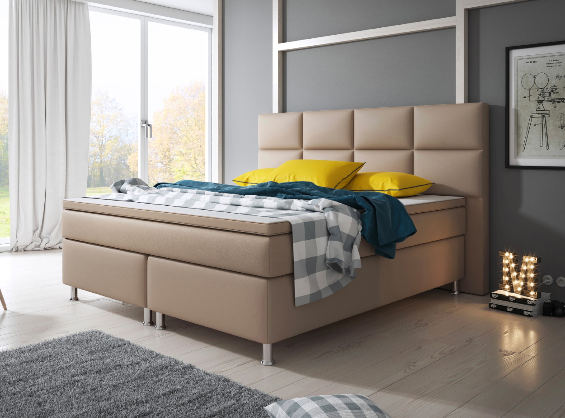 Boxspringbett MIAMI 180 x 200 cm beige