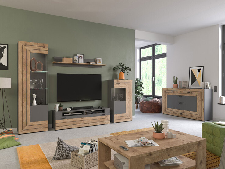 Vitrine FRENO II Oak/ grau