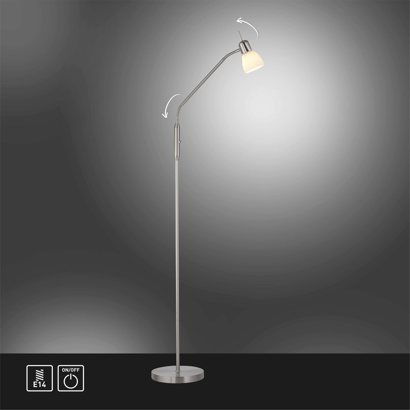 JUST LIGHT Retrofit Stehlampe KARO 159,5 cm stahlfarbig