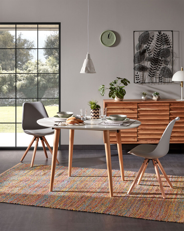 Kave Home Esstisch oval OQUI 120-200 x 90 cm Buche weiß