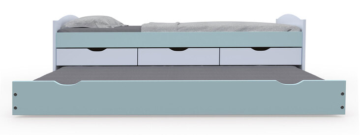 Stauraum-/Funktionsbett KILIAN 90 x 200 cm weiß/ pastellgrün