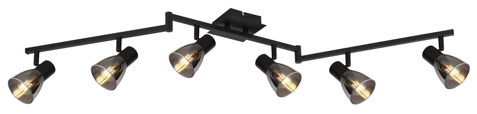 GLOBO Retrofit Deckenlampe mit 6 Spots CLAUDE 117 cm schwarz /rauchfarbig