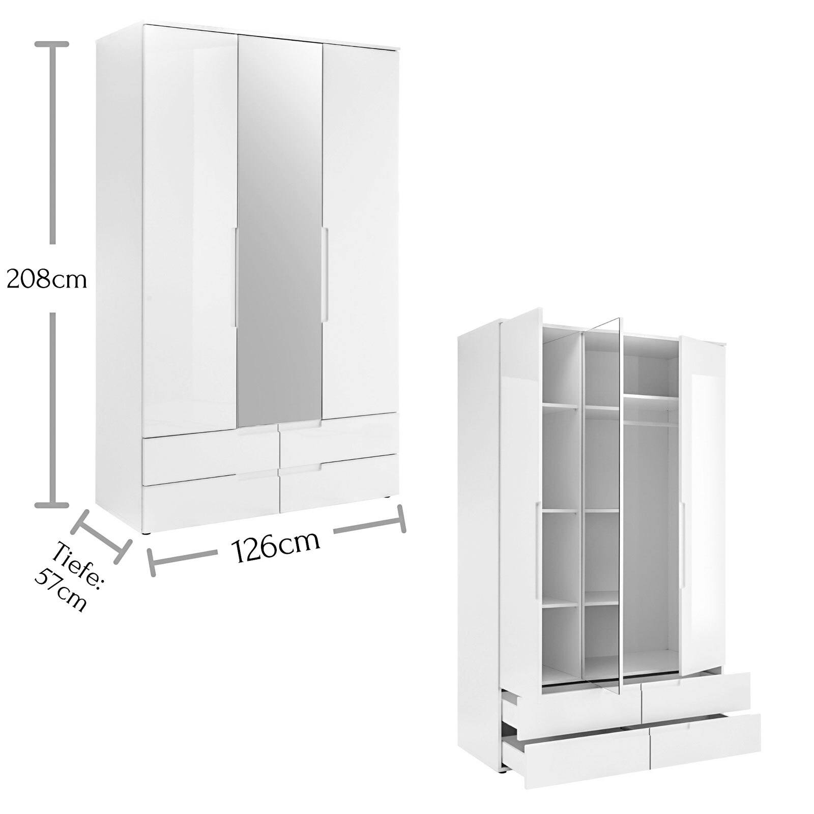 self Kleiderschrank JENNA S 3-türig weiß