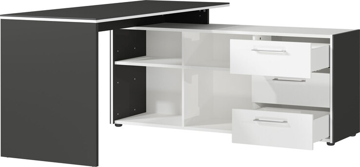 Winkelschreibtisch PASADENA 147 x 145 cm Anthrazit/ Weiß