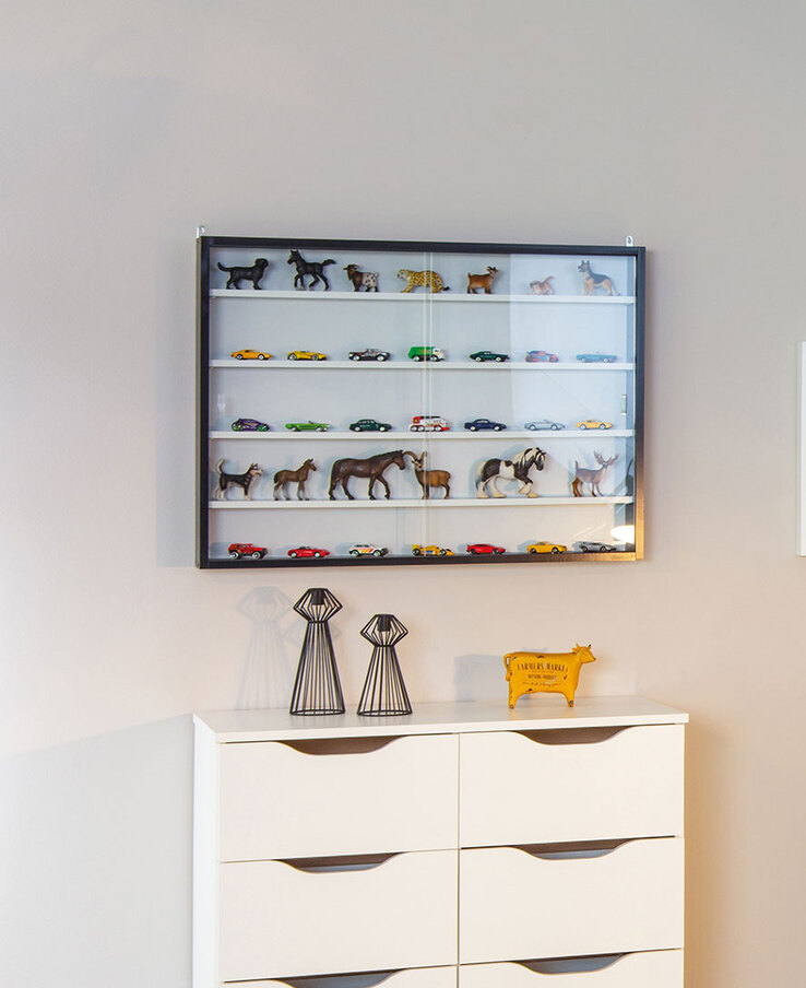 Sammlervitrine STEFAN 80x60x9,5 cm Schwarz/Weiß