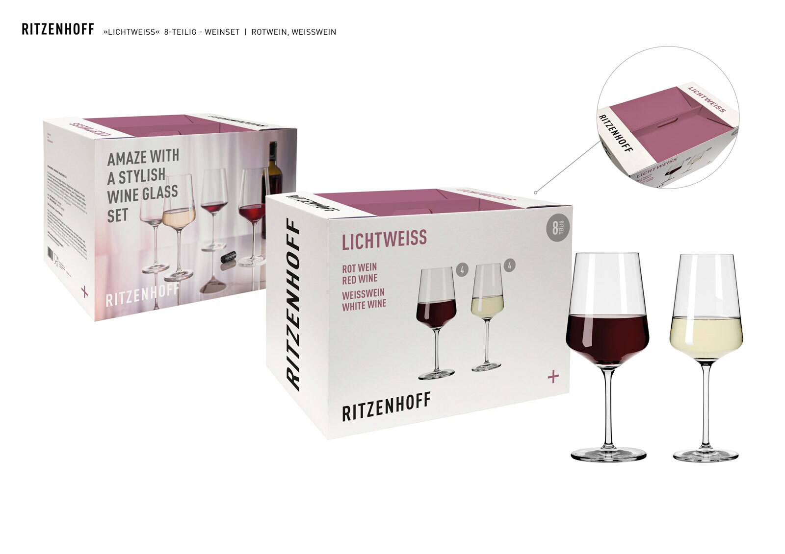 RITZENHOFF Weinglas Set LICHTWEISS 8-teilig