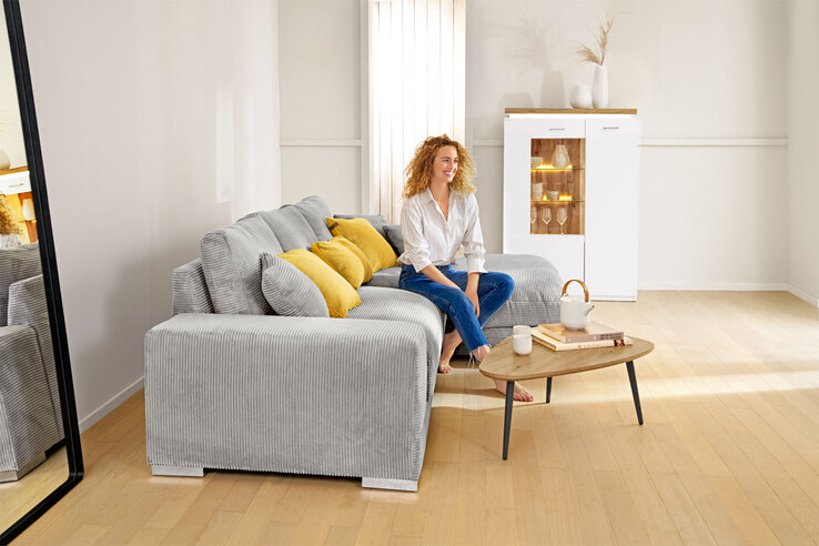 Ecksofa ROMAN 285 x 176 cm hellgrau