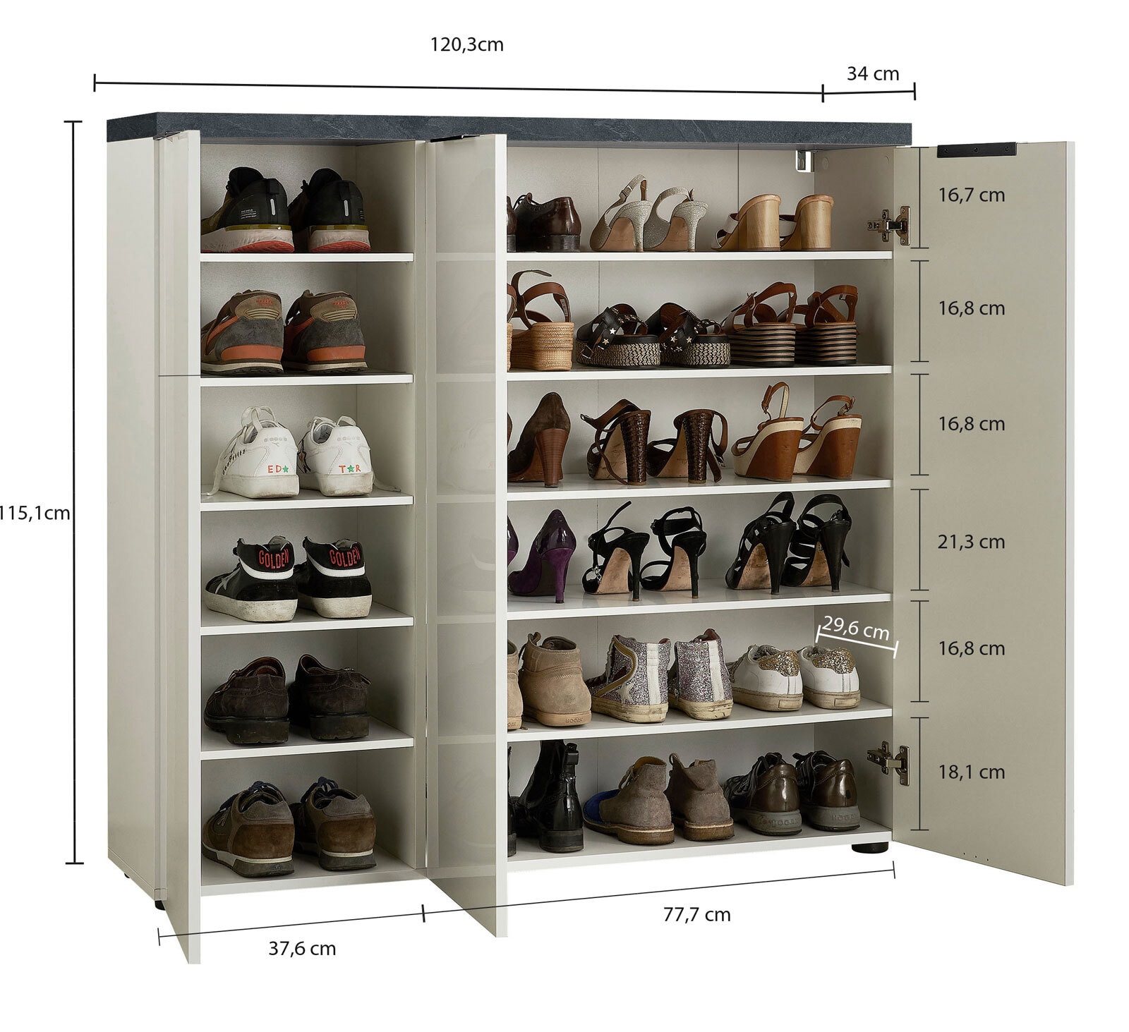 Schuhschrank REPORT 120 x 115 cm weiß Hochglanz lackiert