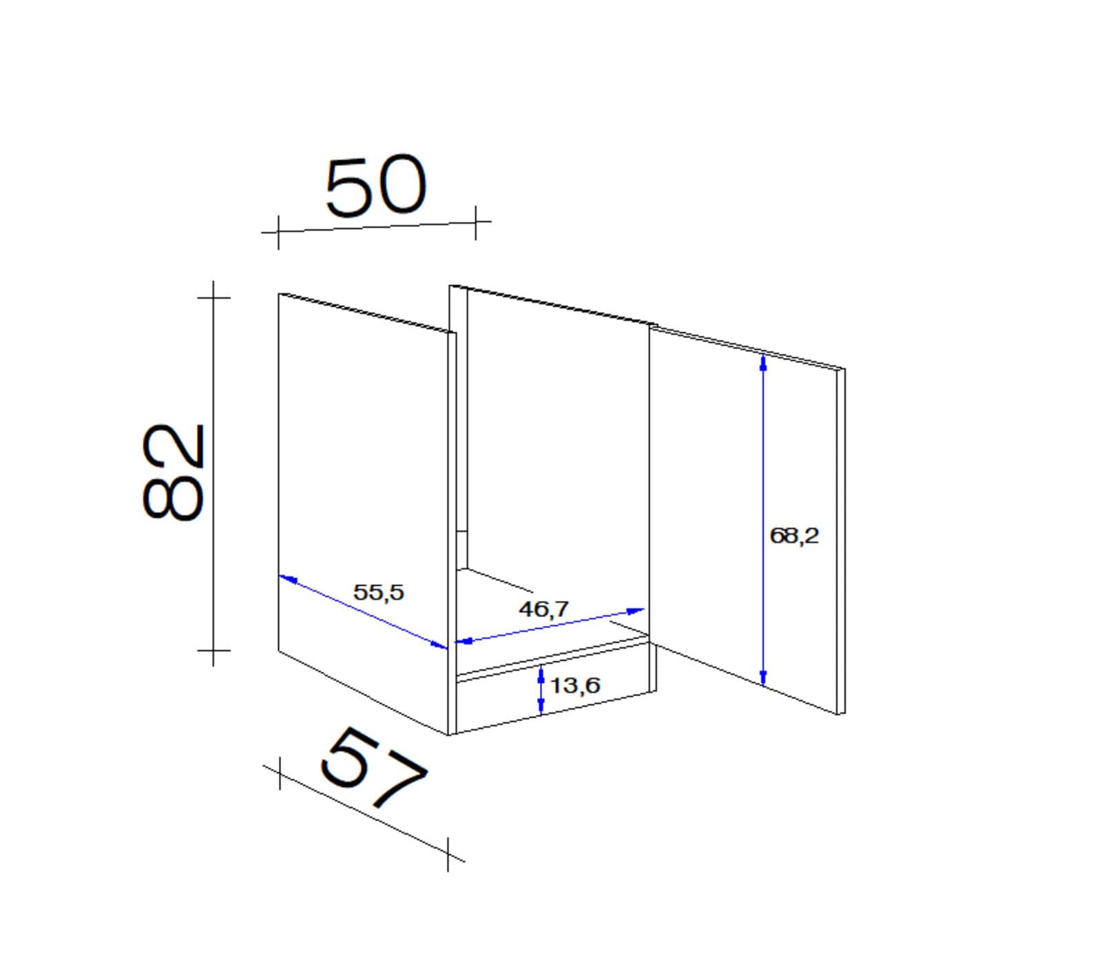 QUARTIER Spülen Unterschrank MEGGIE 50 x 82 x 57 cm weiß