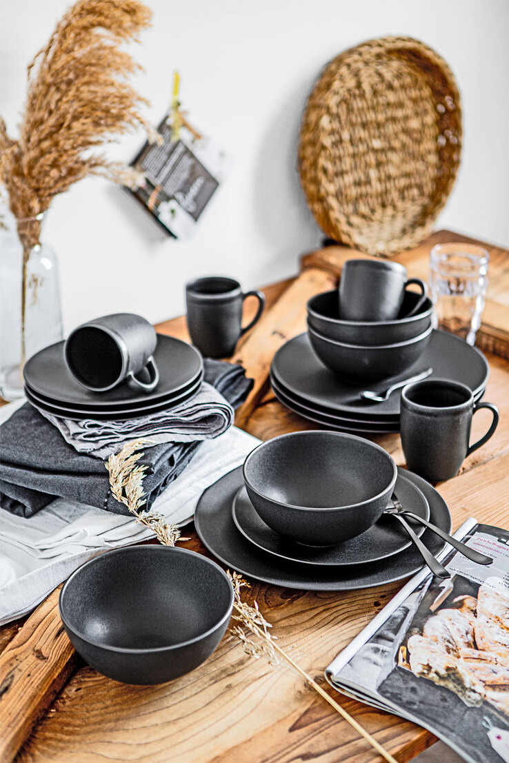 CreaTable Dessertteller SOFT TOUCH 6er Set schwarz matt