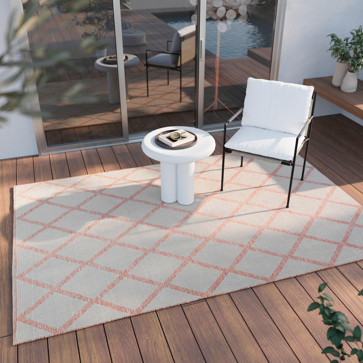 ESPRIT Outdoorteppich RHOMB 160 x 225 cm beige/rot