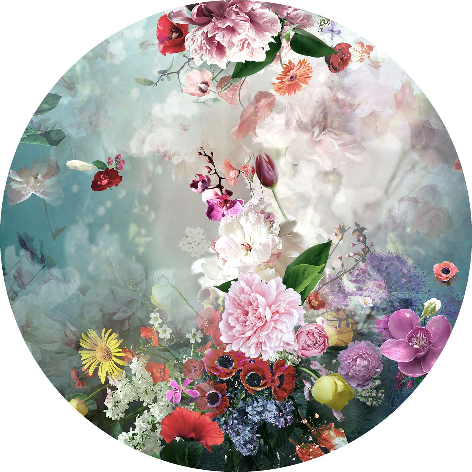 PRO ART Glas Art Bild COLOURFUL BAROQUE FLOWERMIX I 20 cm Floatglas