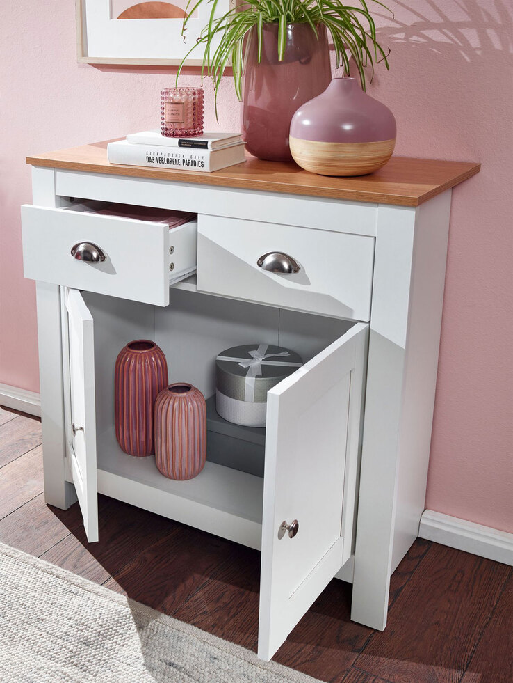 Kommode 79 x 81 cm weiß/ braun