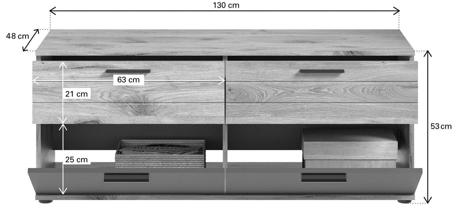 Lowboard MASON 130 x 53 cm braun/ grau