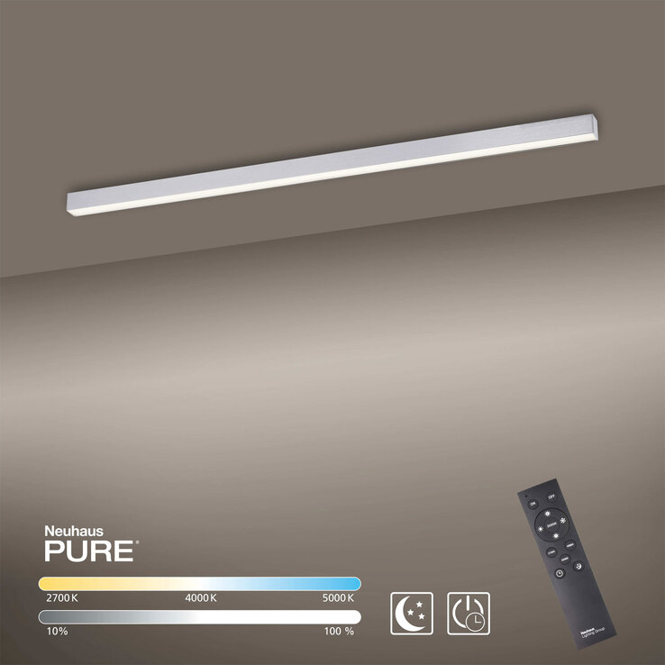 Paul Neuhaus LED Deckenlampe PURE-LINES 110 x 4 cm alufarbig