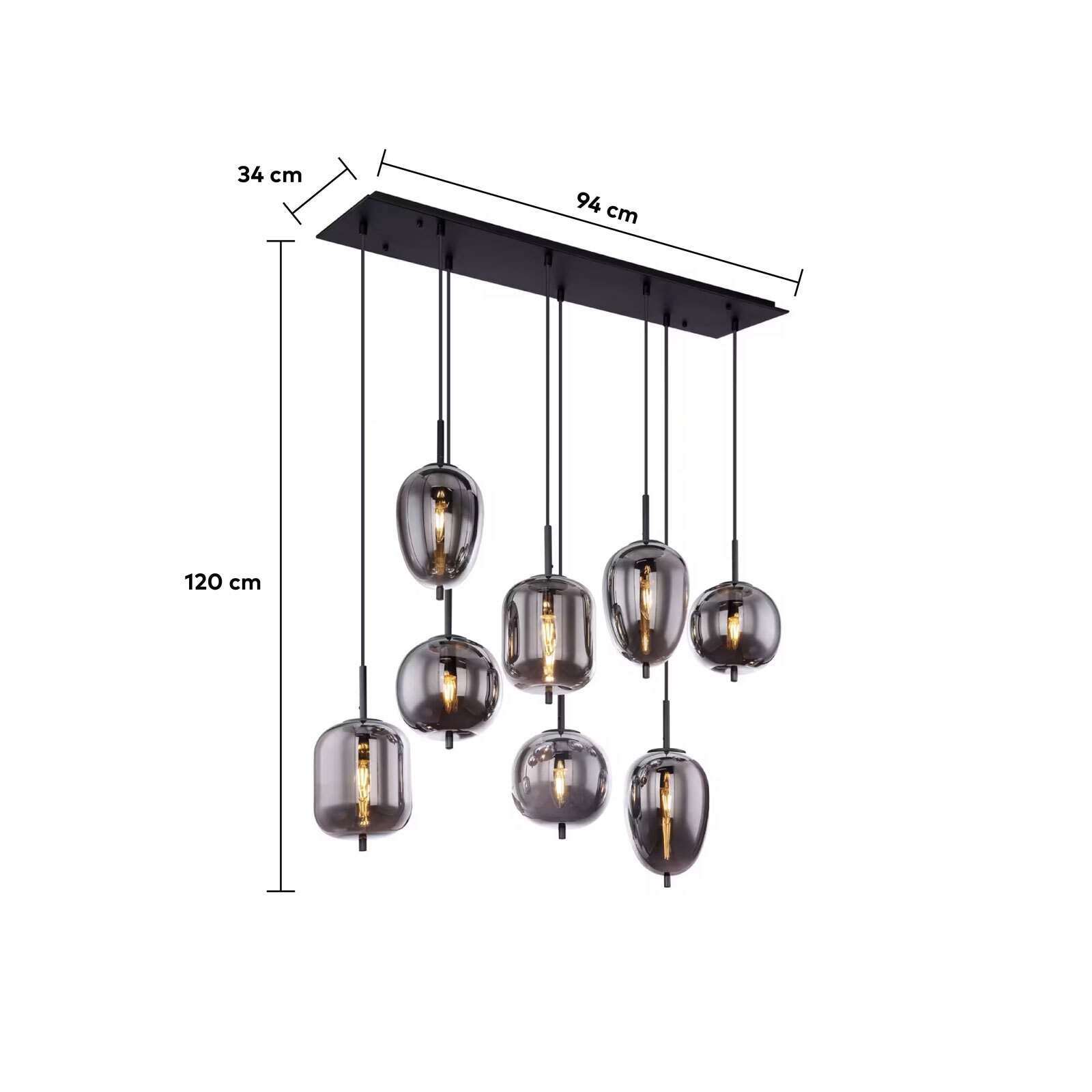 GLOBO Retrofit Pendellampe BLACKY 8-flammig