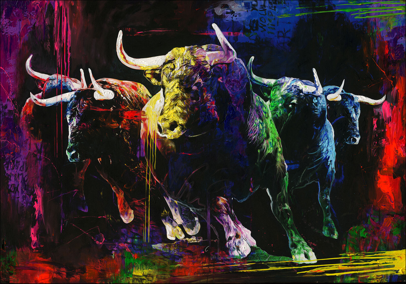 PRO ART Bild COLOURFUL BULLS III 100 x 70 cm