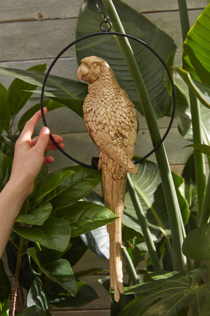 KARE DESIGN Dekofigur SWINNGING PARROT 88 cm Kunststoff goldfarbig