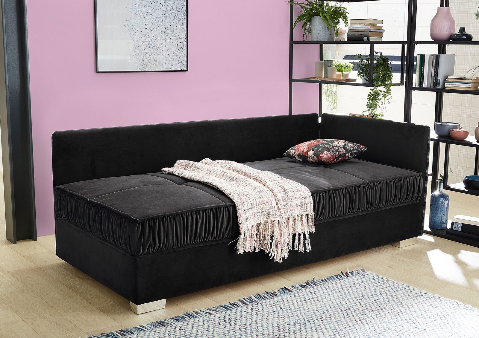 Schlafsofa LINA 207 cm schwarz