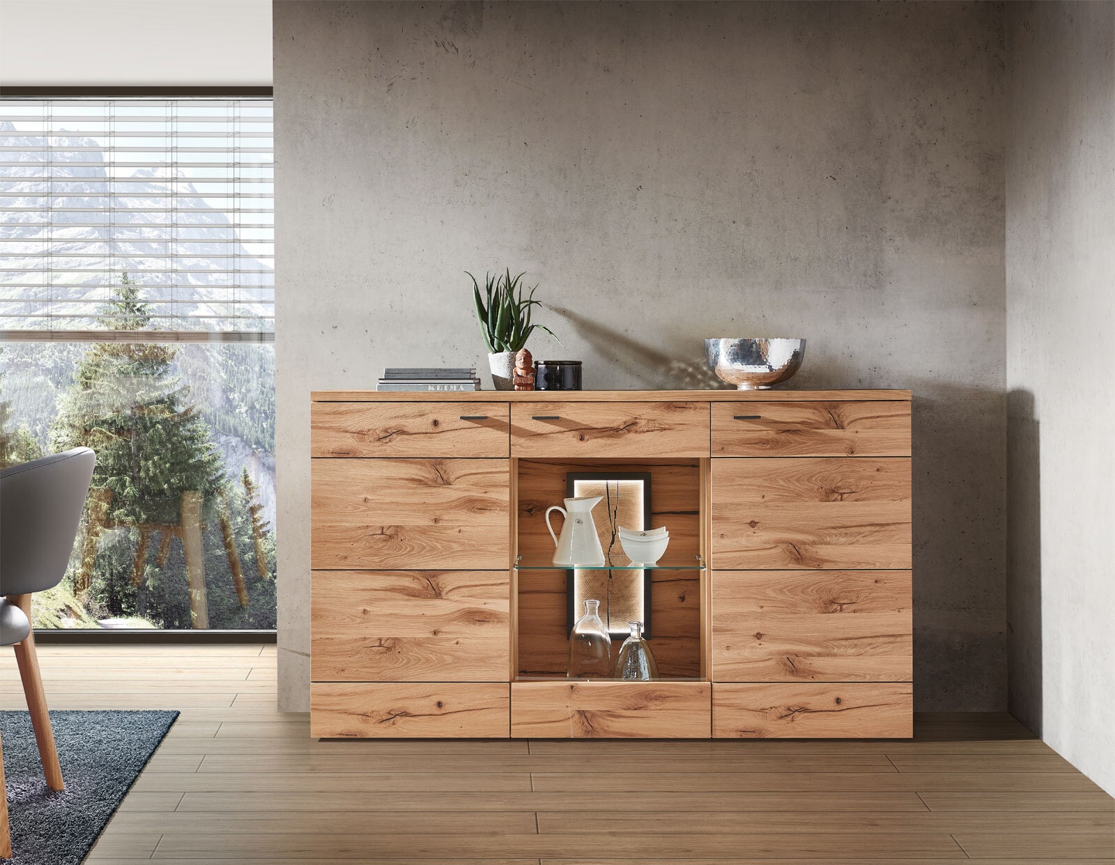 Highboard KITZALM ALMTAL 180 cm Alteiche natur