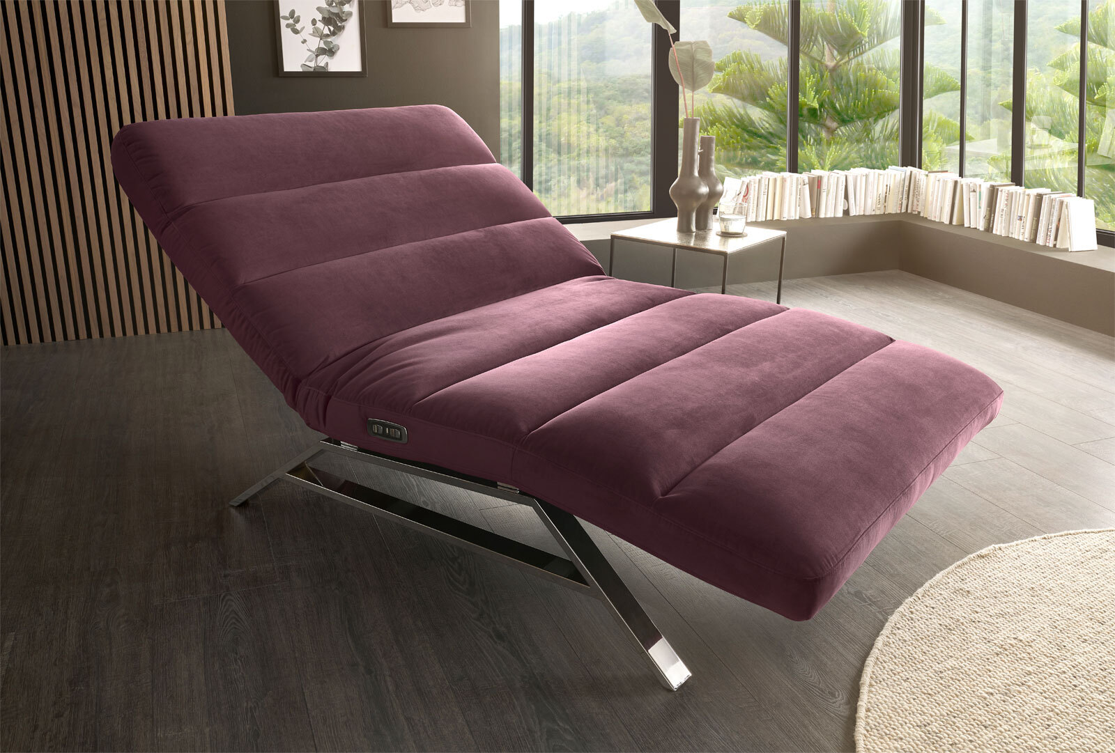 Ole Gunderson Relaxliege 158-198 x 120 cm Stoffbezug purple