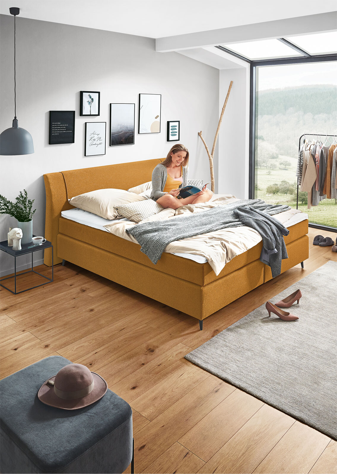 Ole Gunderson Boxspringbett FENTISSIMO TOPMOTION VI NV 180 x 200 Seven Ocre gelb