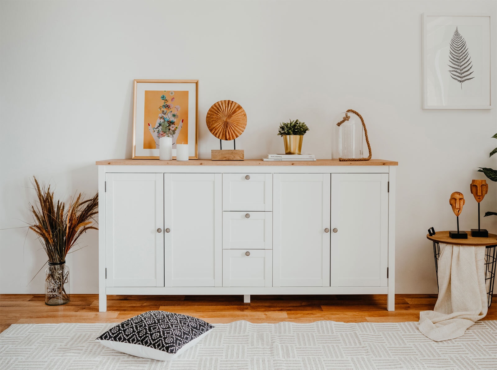 Sideboard BERGEN 180 x 90 cm weiß/Artisan Oak