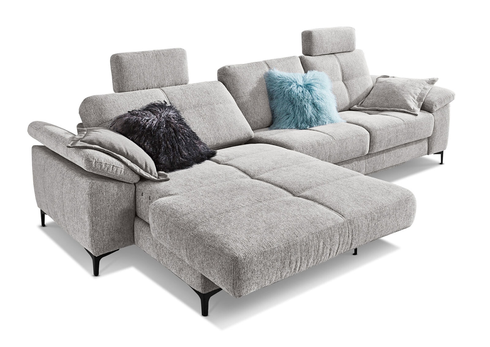 LASCONDO Ecksofa ROMINA SF-L 162 x 296 cm Famous gray