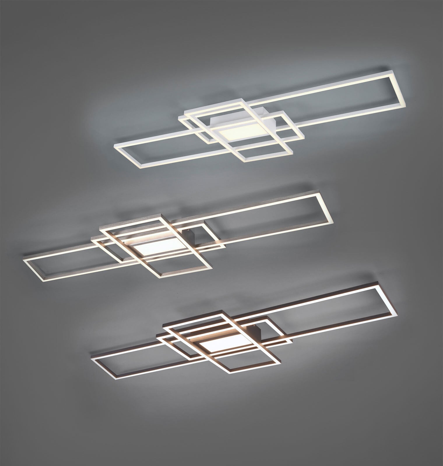 TRIO LED Deckenlampe IRVINE 42 x 105 cm nickelfarbig