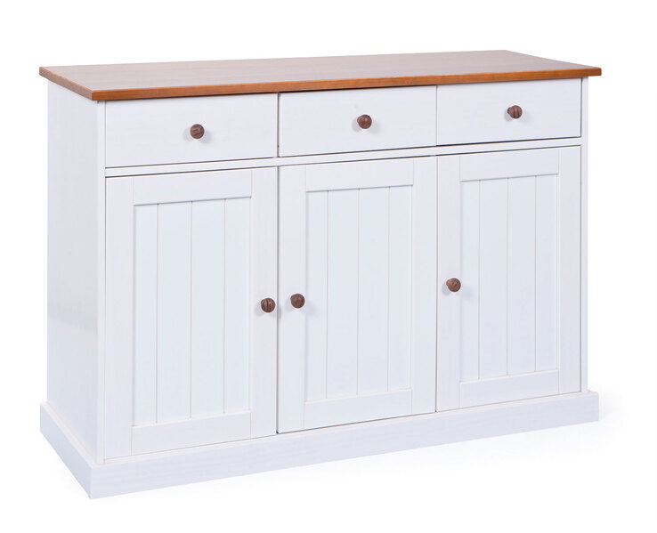 Kommode JACOB 4.2 weiß Massivholz / braun