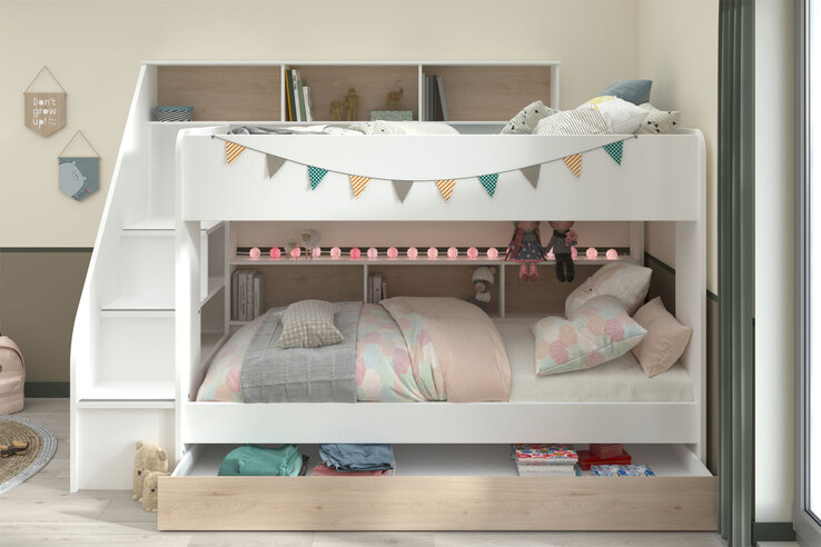 Parisot Etagenbett mit Bettschubkasten weiß/braun