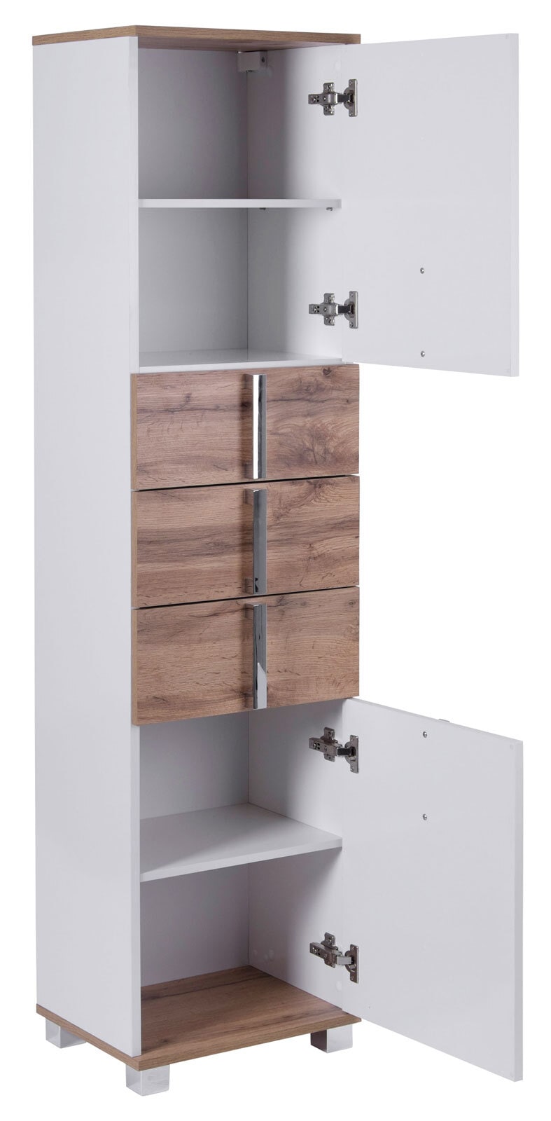 Hochschrank LUCA 40,3 x 163,7 cm weiß/ Eiche Landhaus