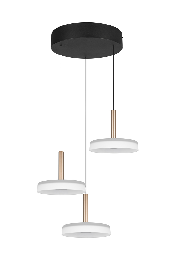 TRIO LED Pendelleuchte CELESTE 3-flg coffee /weiß