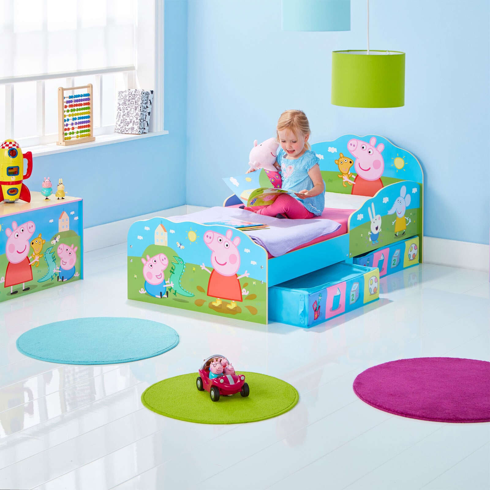 moose Klein-Kinderbett PEPPA PIG 70 x 140 cm blau/ mehrfarbig