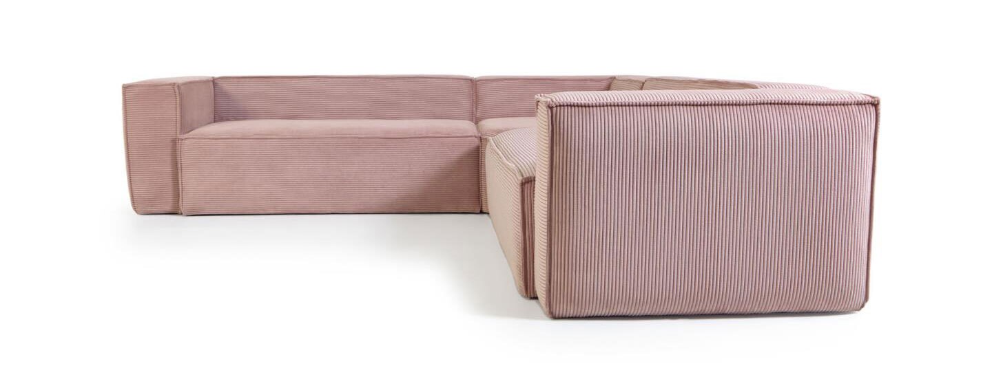 Kave Home Ecksofa BLOK 290 x 290 cm Cord rosa