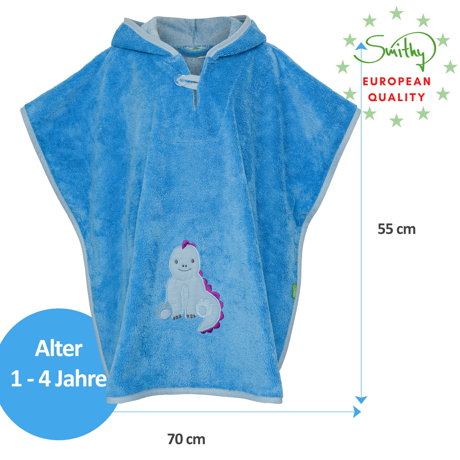 Smithy Badeponcho DINO 55 x 70 cm blau