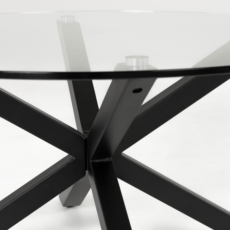 Kave Home Esstisch rund ARGO 119 cm schwarz/Klarglas